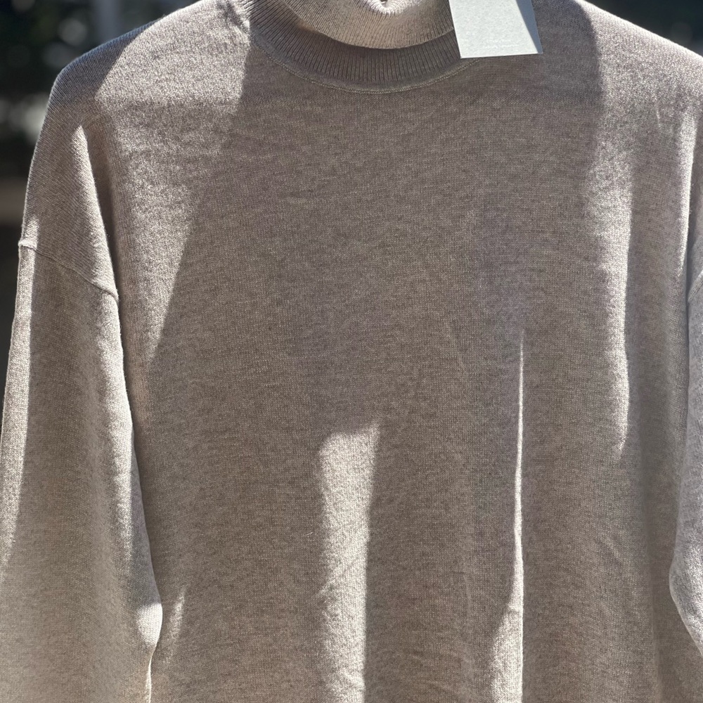 Everlane women's Turtleneck Sweater Dress in Light Brown - Picture 3 of 7